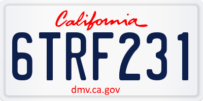 CA license plate 6TRF231