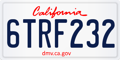 CA license plate 6TRF232