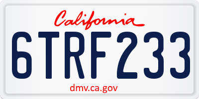 CA license plate 6TRF233