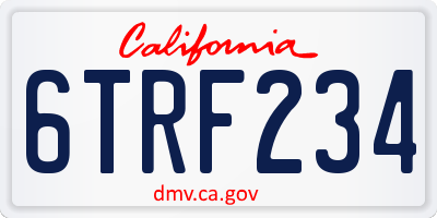 CA license plate 6TRF234