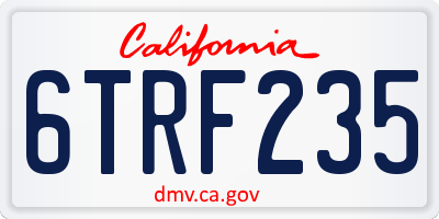 CA license plate 6TRF235