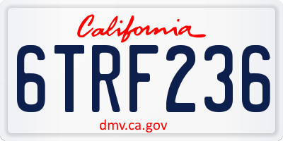 CA license plate 6TRF236