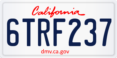 CA license plate 6TRF237