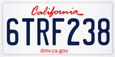 CA license plate 6TRF238