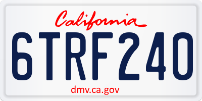 CA license plate 6TRF240