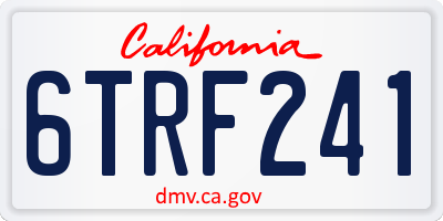 CA license plate 6TRF241
