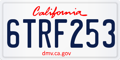 CA license plate 6TRF253