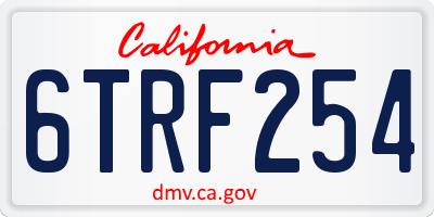 CA license plate 6TRF254