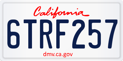 CA license plate 6TRF257