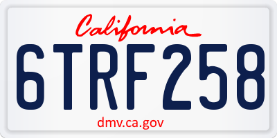CA license plate 6TRF258