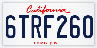 CA license plate 6TRF260