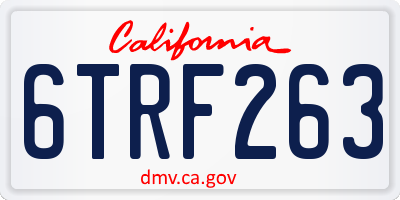 CA license plate 6TRF263