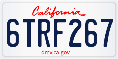 CA license plate 6TRF267