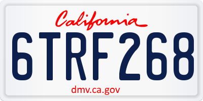 CA license plate 6TRF268