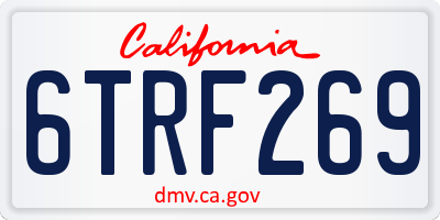 CA license plate 6TRF269