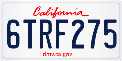 CA license plate 6TRF275