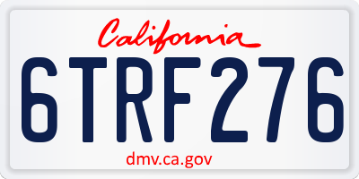 CA license plate 6TRF276