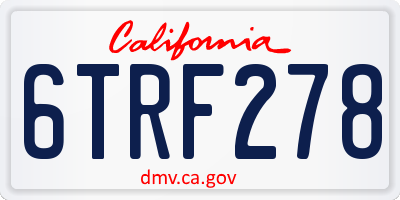 CA license plate 6TRF278