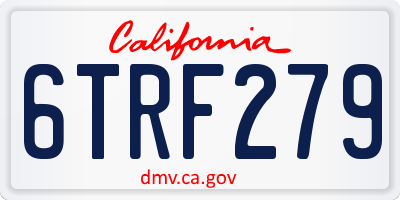 CA license plate 6TRF279