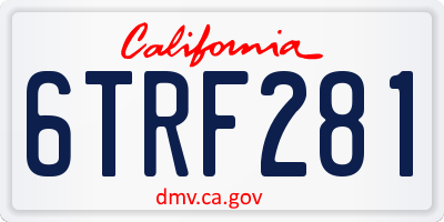 CA license plate 6TRF281