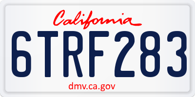 CA license plate 6TRF283