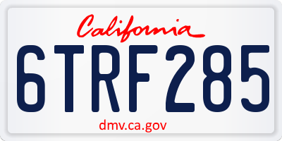 CA license plate 6TRF285