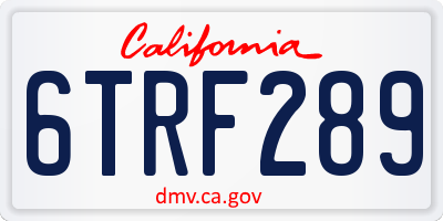 CA license plate 6TRF289