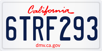 CA license plate 6TRF293