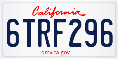 CA license plate 6TRF296