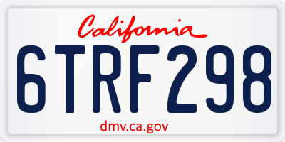 CA license plate 6TRF298