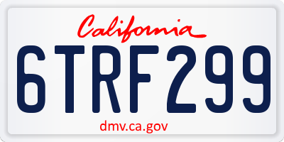 CA license plate 6TRF299