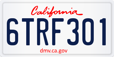 CA license plate 6TRF301