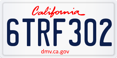 CA license plate 6TRF302