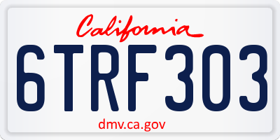 CA license plate 6TRF303