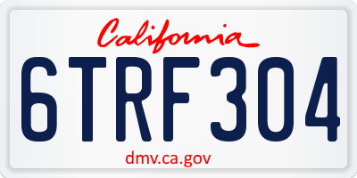 CA license plate 6TRF304