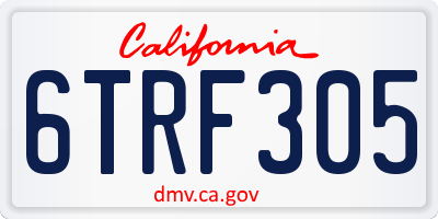 CA license plate 6TRF305