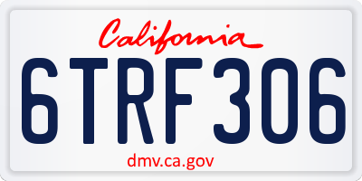 CA license plate 6TRF306