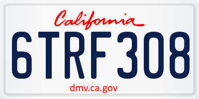 CA license plate 6TRF308