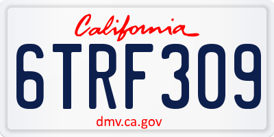 CA license plate 6TRF309