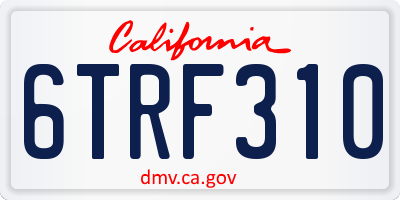 CA license plate 6TRF310