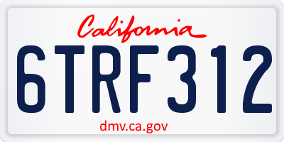 CA license plate 6TRF312