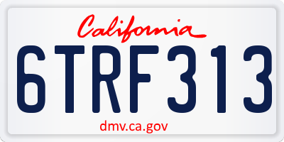 CA license plate 6TRF313