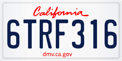 CA license plate 6TRF316