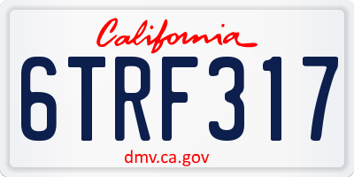 CA license plate 6TRF317