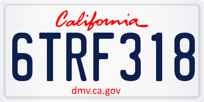 CA license plate 6TRF318