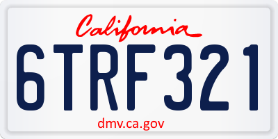 CA license plate 6TRF321