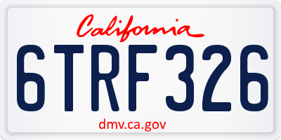 CA license plate 6TRF326