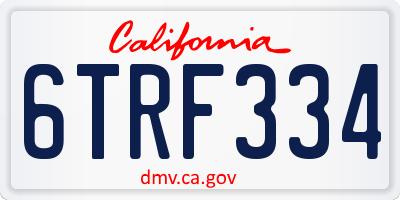 CA license plate 6TRF334