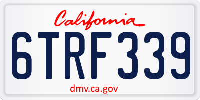 CA license plate 6TRF339