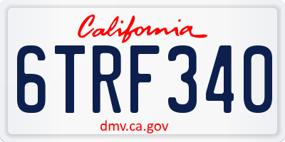 CA license plate 6TRF340